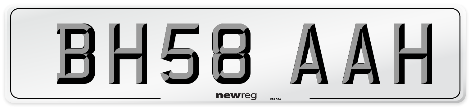 BH58 AAH Number Plate from New Reg